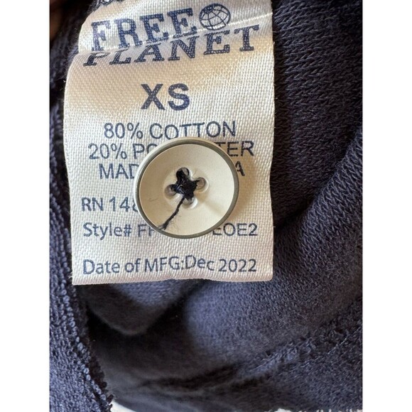 FREE PLANET Size XS LOT OF TWO Shirts Navy & White Terry‎ Cloth Button Front Top - Picture 11 of 16